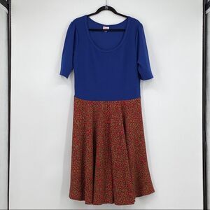 Lularoe Nicole Dress Plus Size 3XL Blue Floral